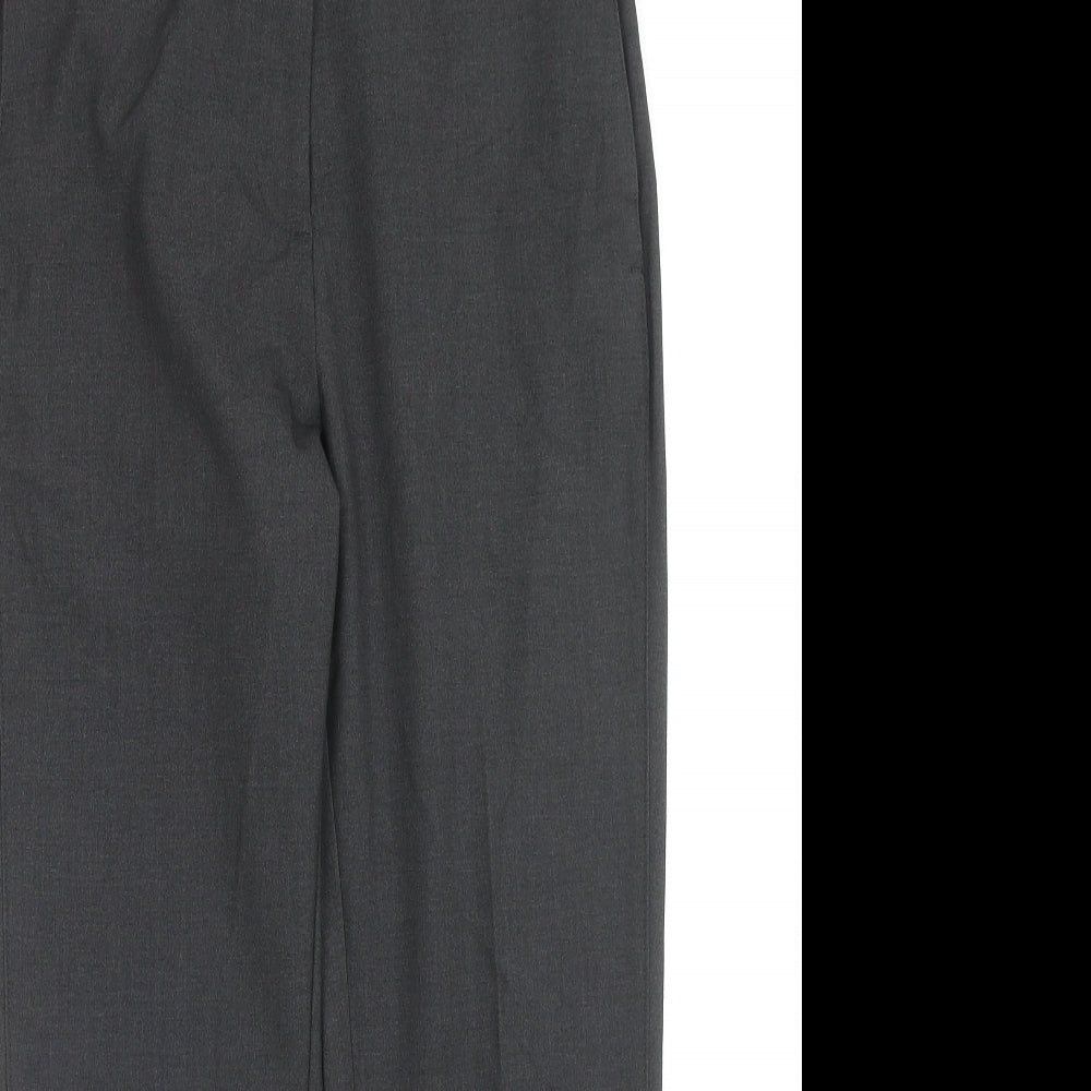 Marks and Spencer Boys Black Polyester Chino Trousers Size 8 Years L24 in Slim Zip