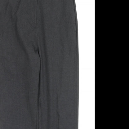 Marks and Spencer Boys Black Polyester Chino Trousers Size 8 Years L24 in Slim Zip