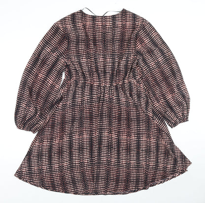 Per Una Womens Multicoloured Geometric Polyester Trapeze & Swing Size 12 V-Neck Pullover