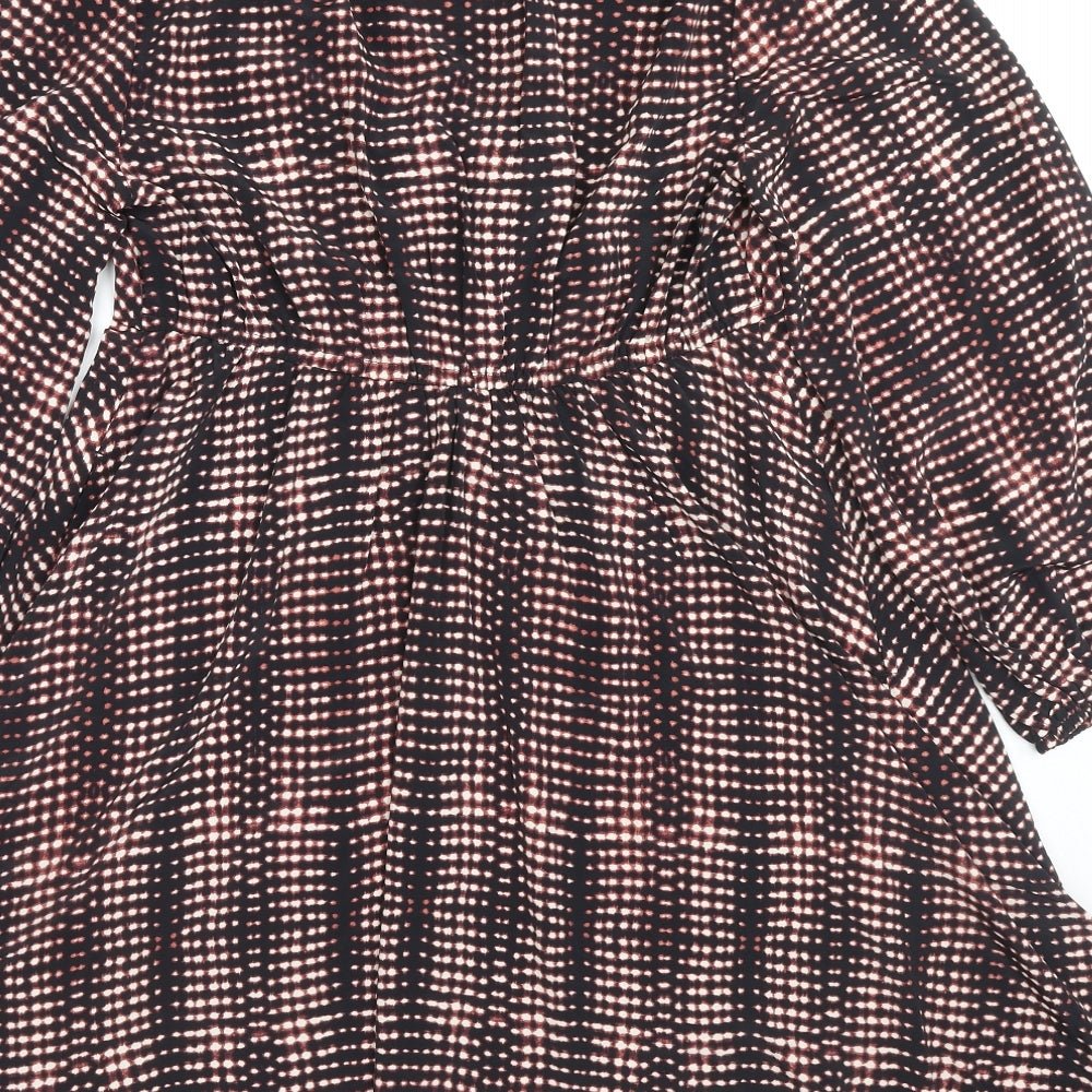 Per Una Womens Multicoloured Geometric Polyester Trapeze & Swing Size 12 V-Neck Pullover