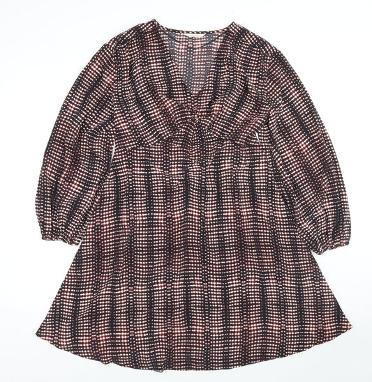 Marks and Spencer Womens Multicoloured Geometric Polyester Trapeze & Swing Size 10 V-Neck Pullover