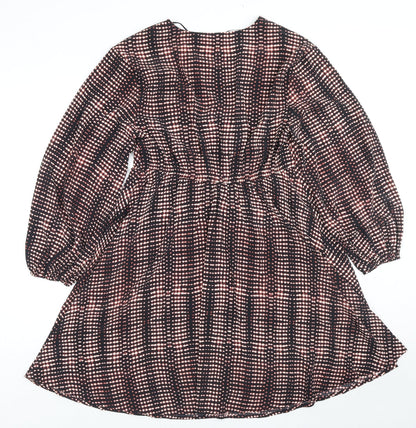 Marks and Spencer Womens Multicoloured Geometric Polyester Trapeze & Swing Size 10 V-Neck Pullover