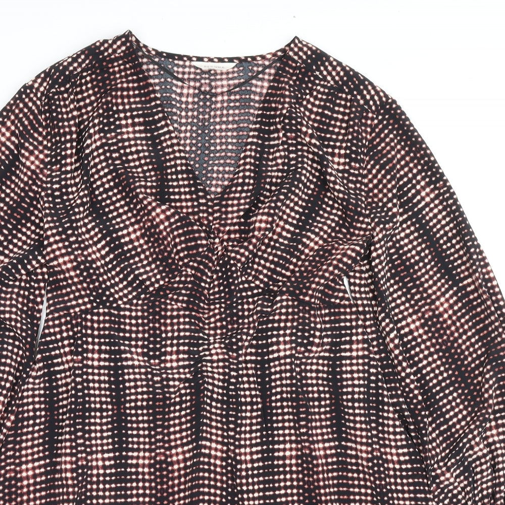 Marks and Spencer Womens Multicoloured Geometric Polyester Trapeze & Swing Size 12 V-Neck Pullover