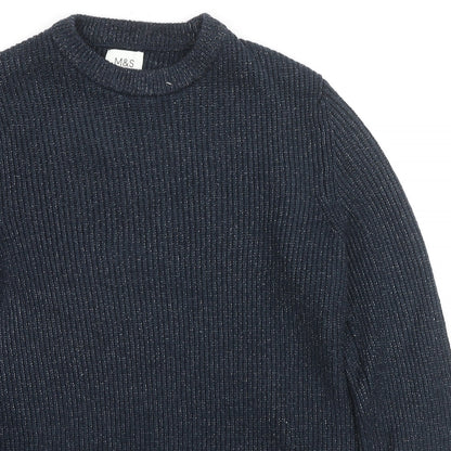 Marks and Spencer Womens Blue Round Neck Polyamide Pullover Jumper Size S