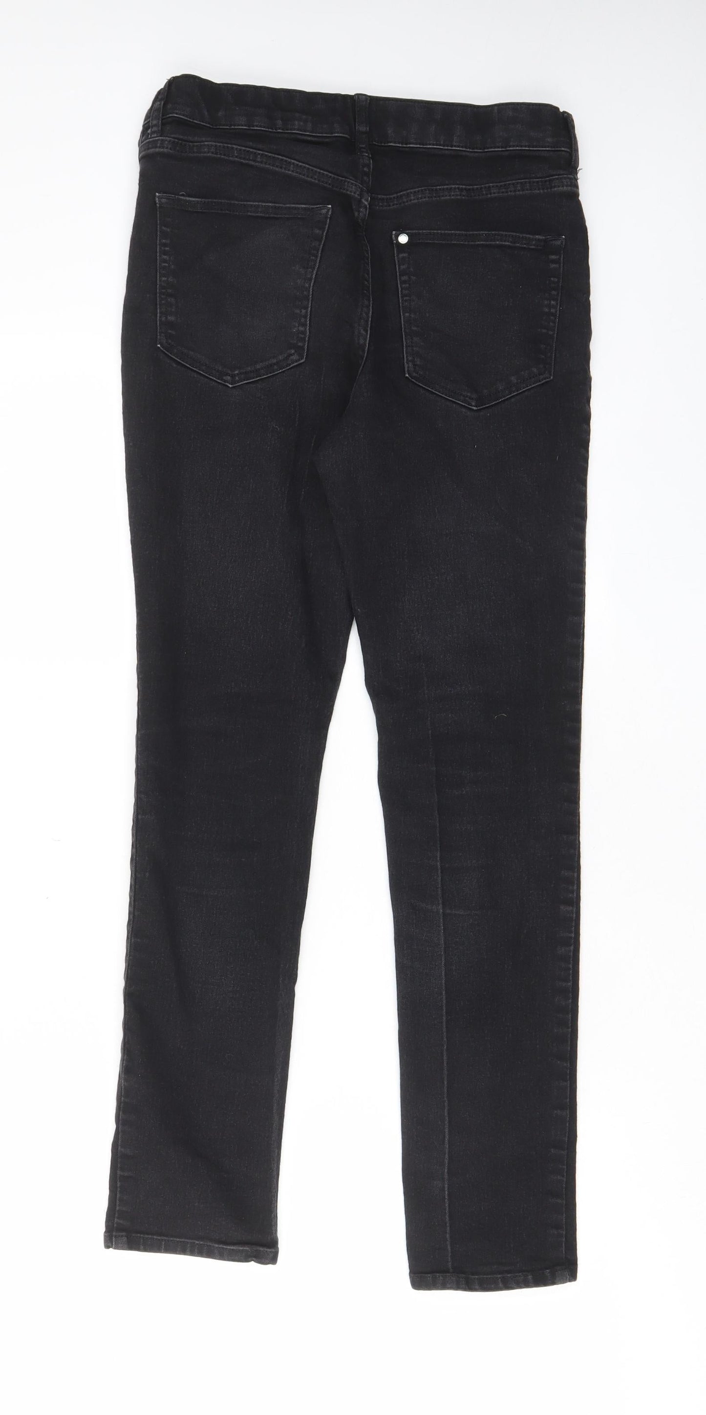 H&M Girls Black Cotton Skinny Jeans Size 13-14 Years L27 in Regular Zip - Pockets, Belt Loops