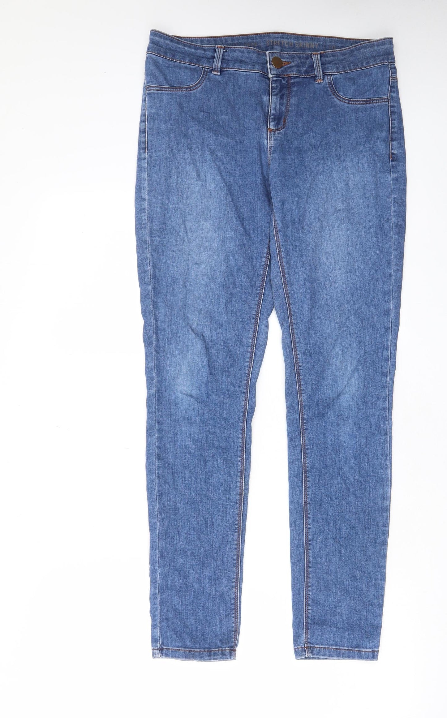 Oasis Womens Blue Cotton Skinny Jeans Size 10 L30 in Regular Zip - Stretch