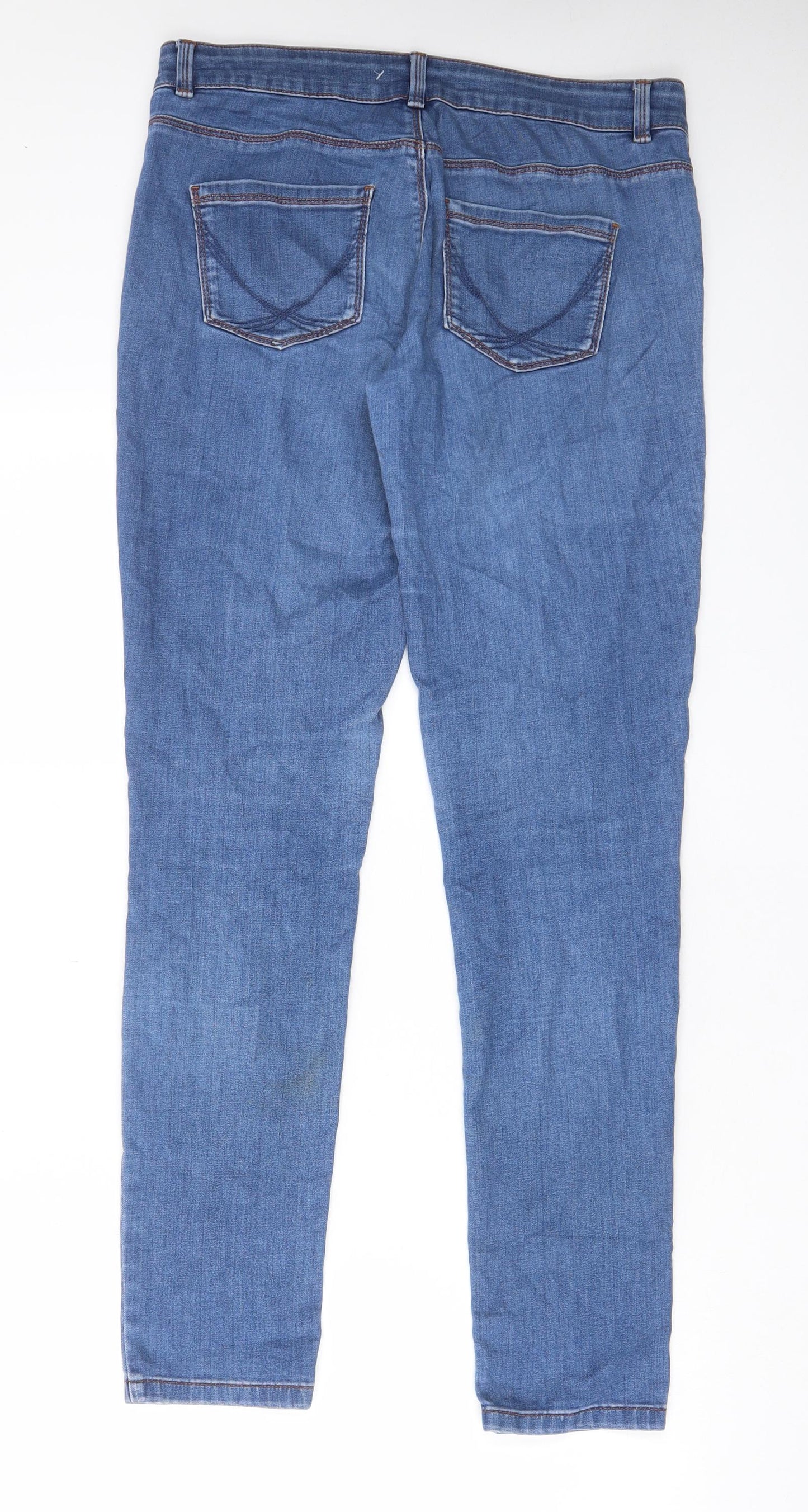 Oasis Womens Blue Cotton Skinny Jeans Size 10 L30 in Regular Zip - Stretch