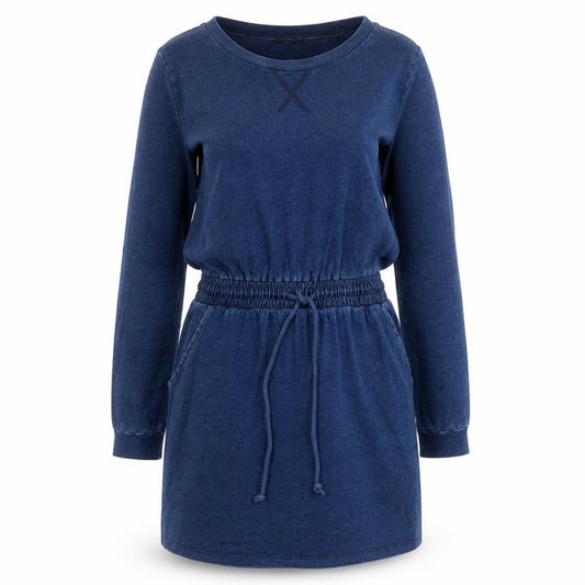 Forever 21 Womens Blue Cotton A-Line Size M Crew Neck Pullover - Elastic waist, Pockets