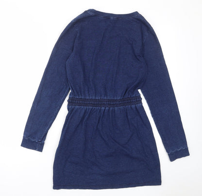 FOREVER 21 Womens Blue Cotton A-Line Size M Crew Neck Pullover - Elastic waist, Pockets
