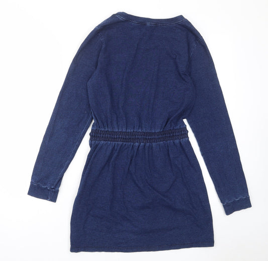 FOREVER 21 Womens Blue Cotton A-Line Size M Crew Neck Pullover - Elastic waist, Pockets