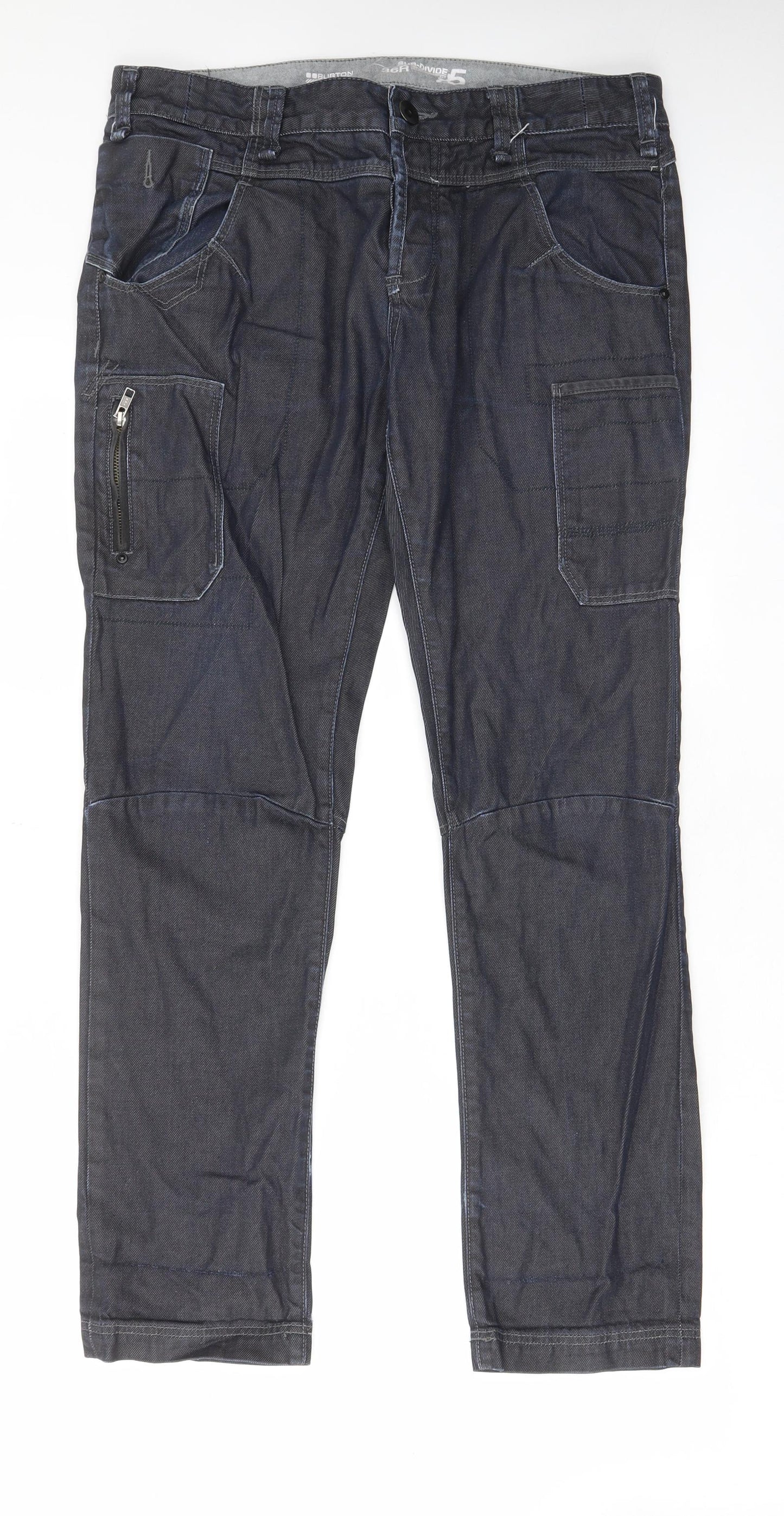 Burton Mens Blue Cotton Straight Jeans Size 36 in L31 in Regular Zip - Pockets, Belt Loops, Buckle, Zips