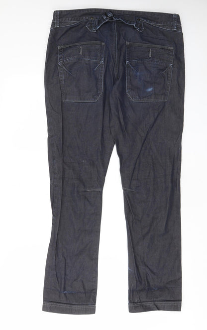 Burton Mens Blue Cotton Straight Jeans Size 36 in L31 in Regular Zip - Pockets, Belt Loops, Buckle, Zips