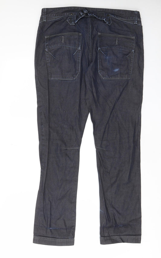 Burton Mens Blue Cotton Straight Jeans Size 36 in L31 in Regular Zip - Pockets, Belt Loops, Buckle, Zips