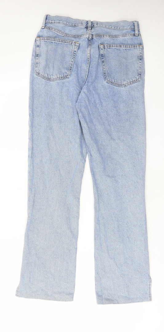Denim & Co. Womens Blue Cotton Straight Jeans Size 10 L30 in Regular Button - Split hems, Pockets