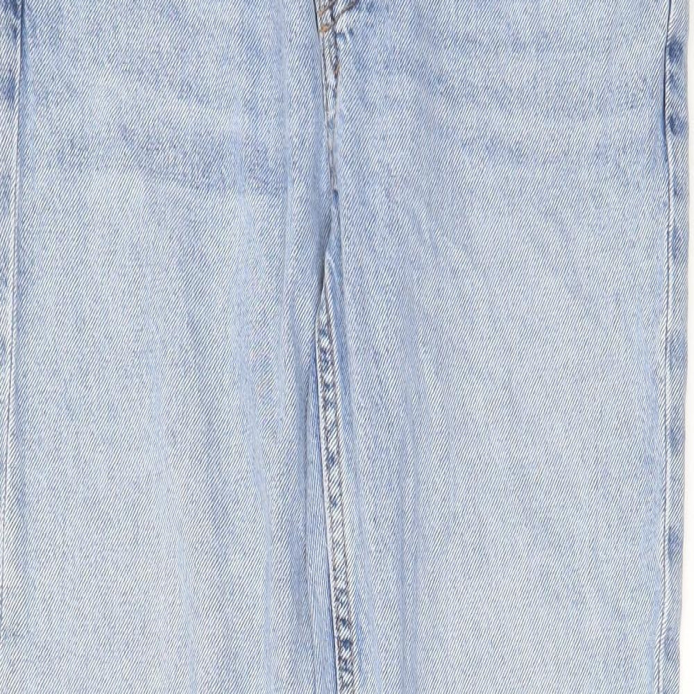 Denim & Co. Womens Blue Cotton Straight Jeans Size 10 L30 in Regular Button - Split hems, Pockets