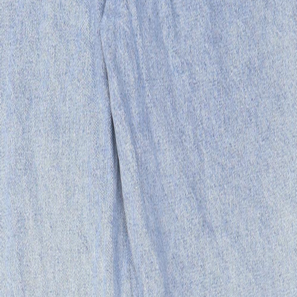 Denim & Co. Womens Blue Cotton Straight Jeans Size 10 L30 in Regular Button - Split hems, Pockets