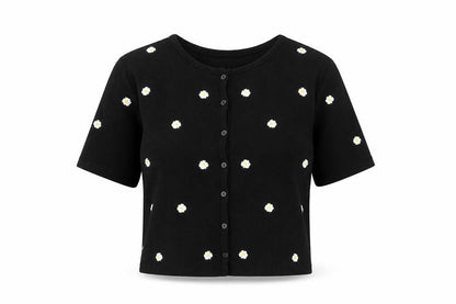 Womens UK Size S Stradivarius Black Cropped T-Shirt