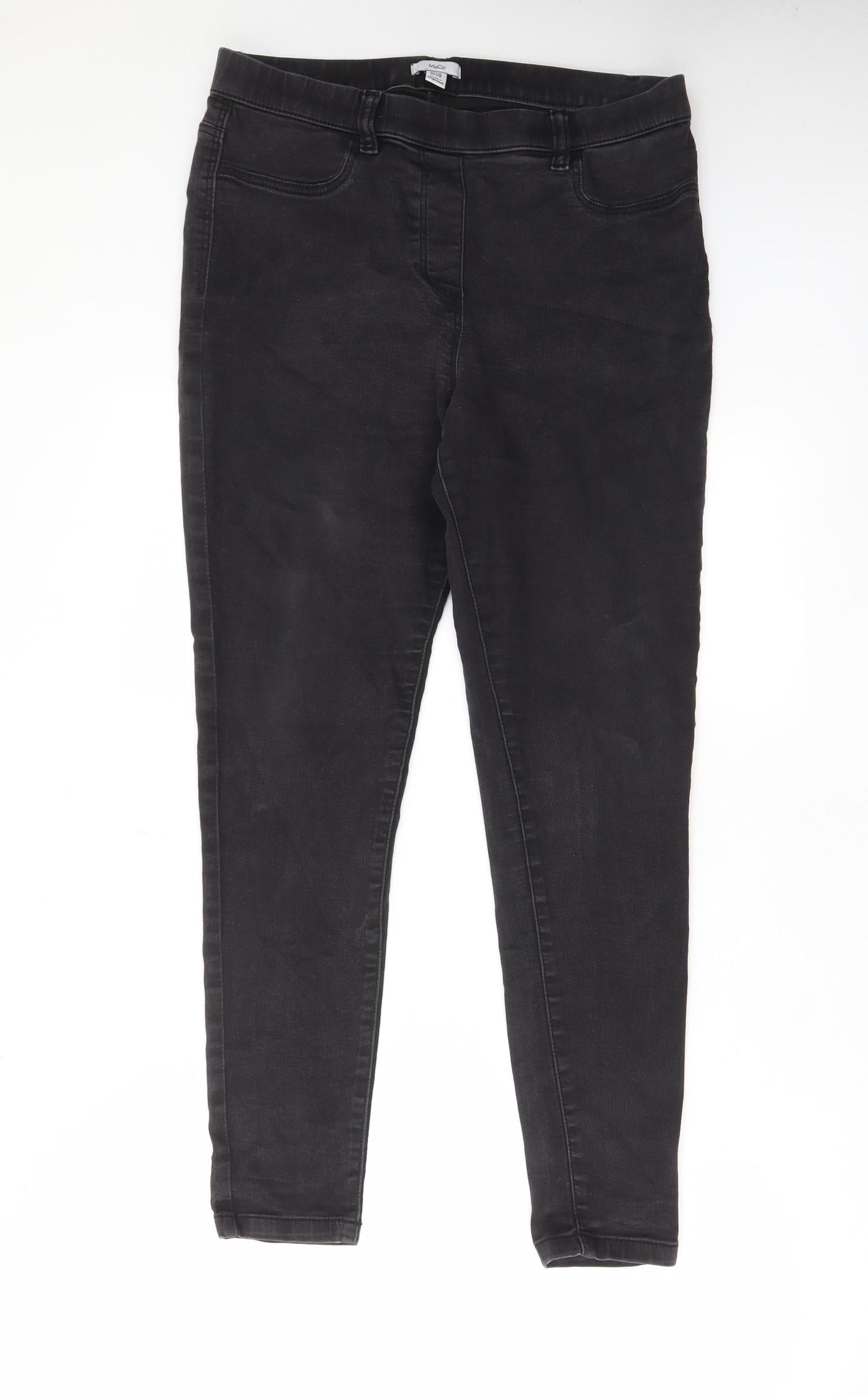 M&Co Womens Grey Cotton Skinny Jeans Size 14 L28 in Regular