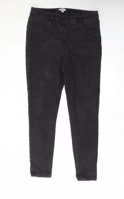 M&Co Womens Grey Cotton Skinny Jeans Size 14 L28 in Regular