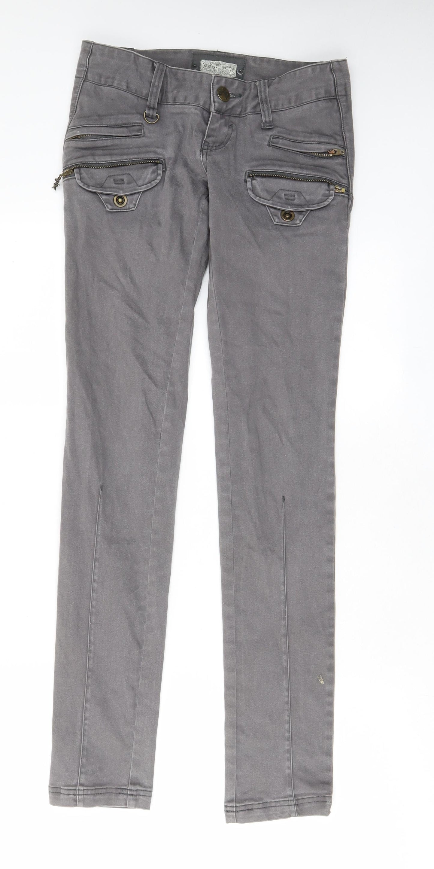 Pull&Bear Womens Grey Cotton Straight Jeans Size 8 L32 in Regular Zip - Pockets, Belt Loops, Zips