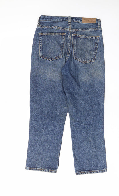 Topshop Womens Blue Cotton Straight Jeans Size 25 in L28 in Regular Button - Pockets, Belt Loops