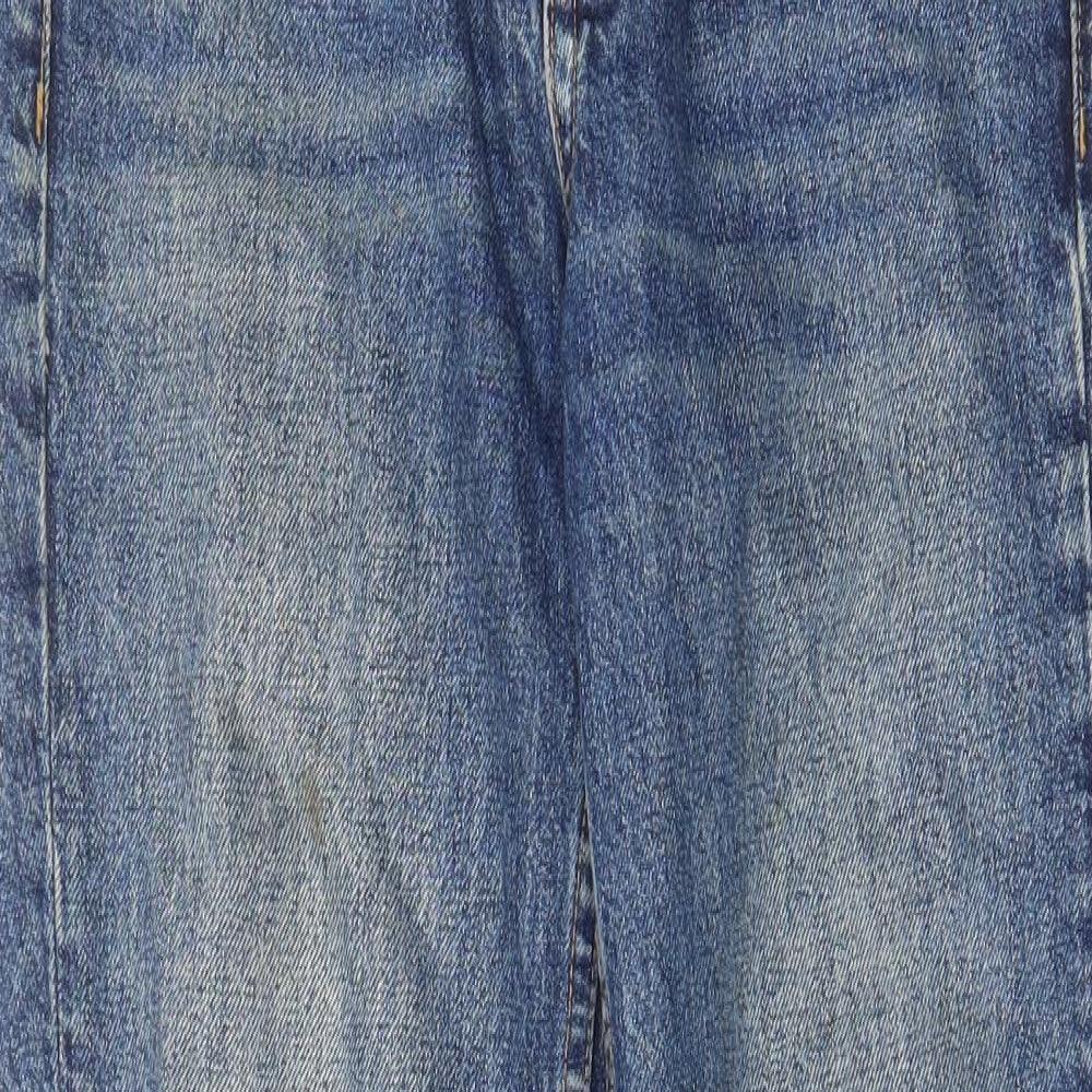 Topshop Womens Blue Cotton Straight Jeans Size 25 in L28 in Regular Button - Pockets, Belt Loops