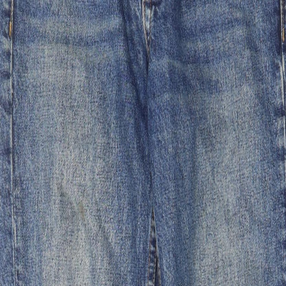 Topshop Womens Blue Cotton Straight Jeans Size 25 in L28 in Regular Button - Pockets, Belt Loops