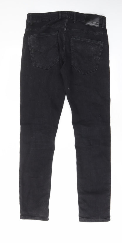 Flying Machine Mens Black Cotton Straight Jeans Size 32 in L31 in Regular Zip - Pockets, Belt Loops