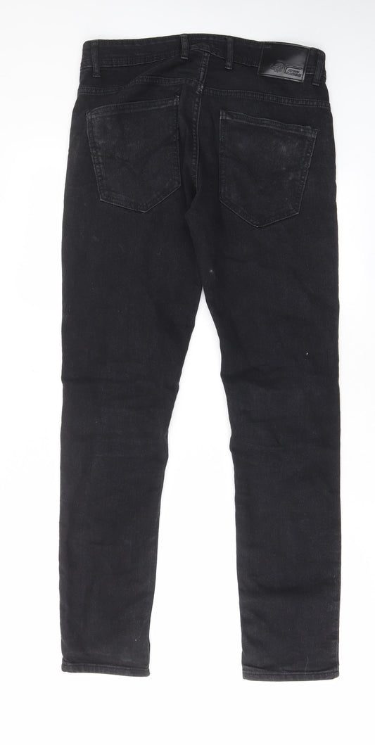 Flying Machine Mens Black Cotton Straight Jeans Size 32 in L31 in Regular Zip - Pockets, Belt Loops