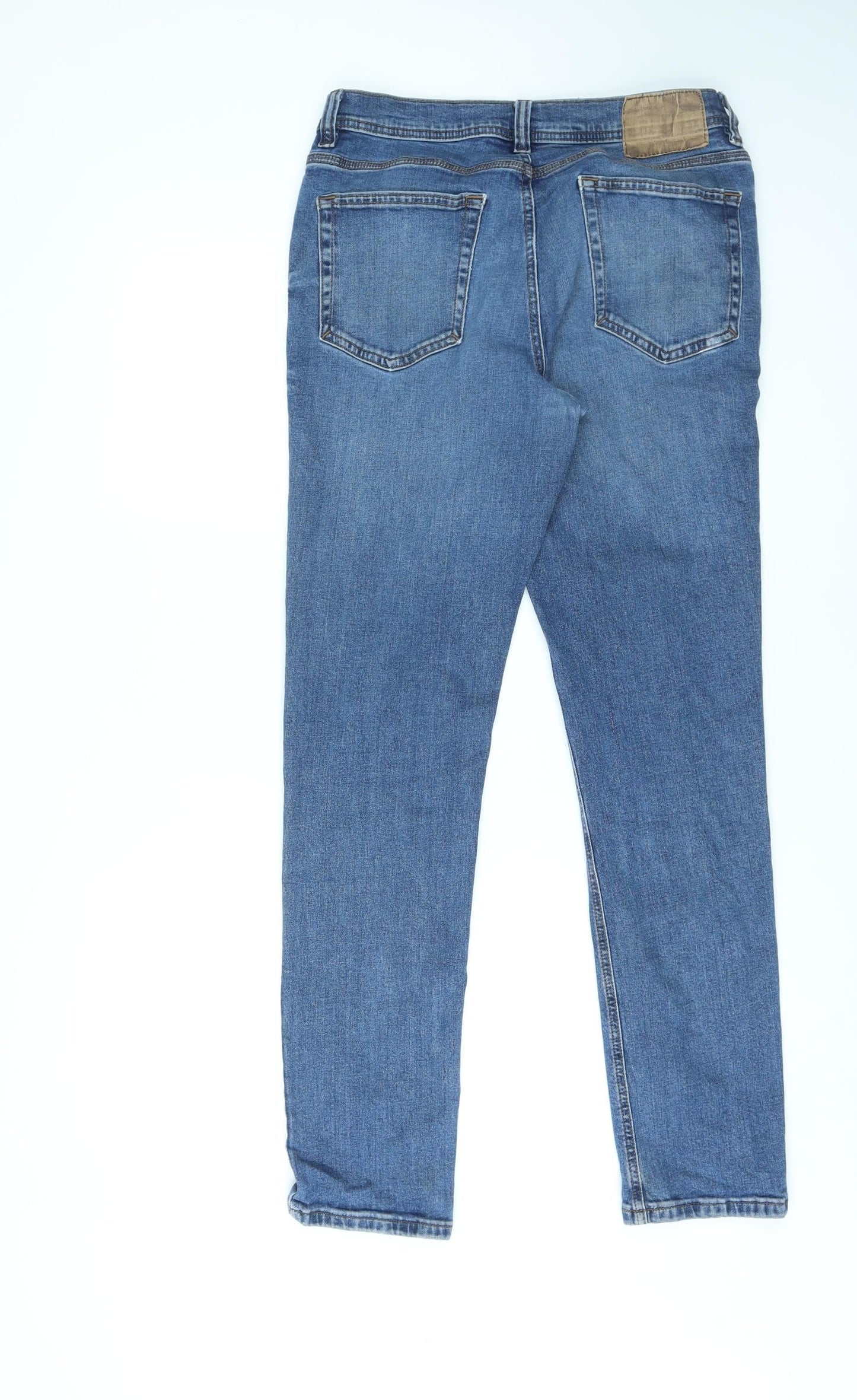 F&F Womens Blue Cotton Straight Jeans Size 34 in L32 in Regular Zip