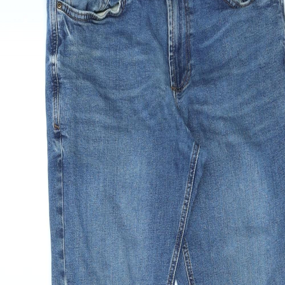 F&F Womens Blue Cotton Straight Jeans Size 34 in L32 in Regular Zip