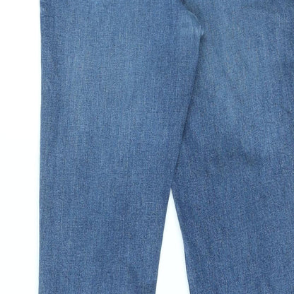 F&F Womens Blue Cotton Straight Jeans Size 34 in L32 in Regular Zip