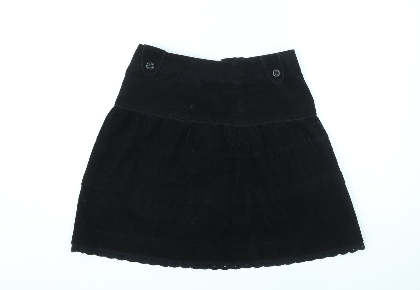 Divided by H&M Womens Black Cotton A-Line Skirt Size 8 Zip - Lace Trim