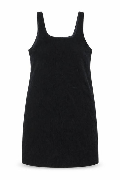 New Look Womens Black Cotton Pinafore/Dungaree Dress Size 8 Square Neck Zip - Pinafore