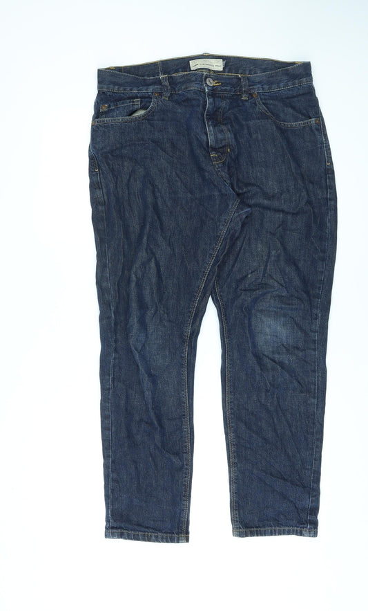 NEXT Womens Blue Cotton Straight Jeans Size 34 in L27 in Slim Zip