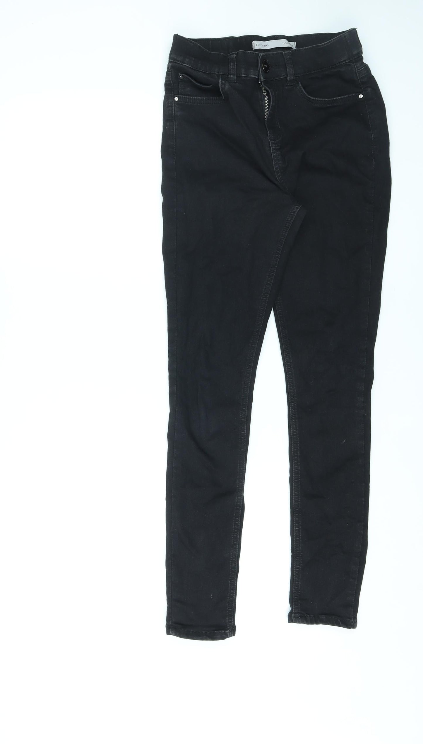 George Womens Black Cotton Skinny Jeans Size 10 L27 in Regular Zip