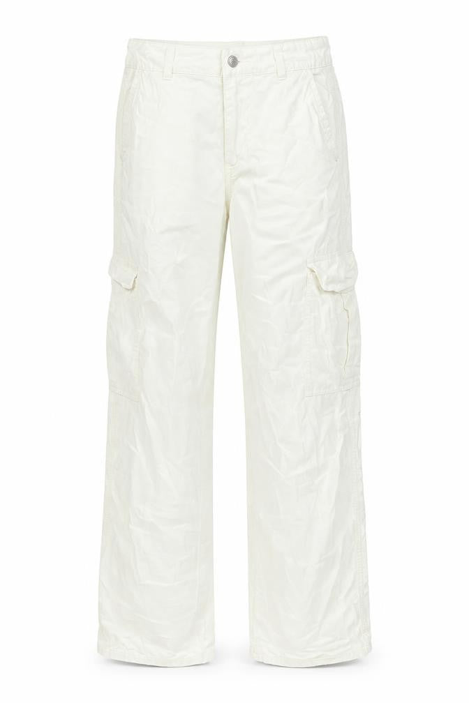Womens UK Size 6 Pull&Bear Regular Fit Cargo Ivory Trousers