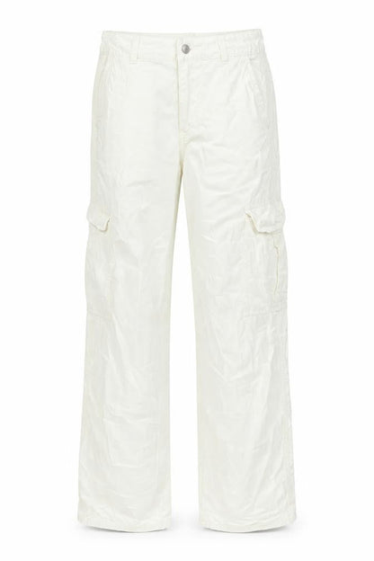 Womens UK Size 6 Pull&Bear Regular Fit Cargo Ivory Trousers