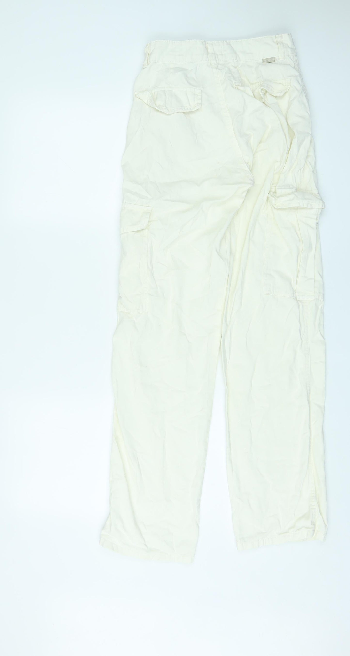 Womens UK Size 6 Pull&Bear Regular Fit Cargo Ivory Trousers