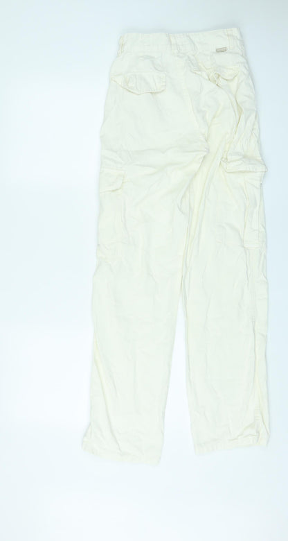Womens UK Size 6 Pull&Bear Regular Fit Cargo Ivory Trousers