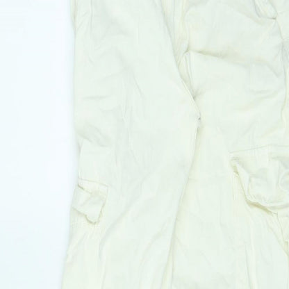 Womens UK Size 6 Pull&Bear Regular Fit Cargo Ivory Trousers