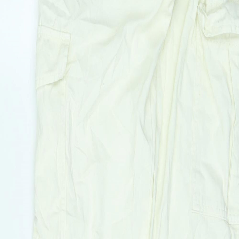 Womens UK Size 6 Pull&Bear Regular Fit Cargo Ivory Trousers