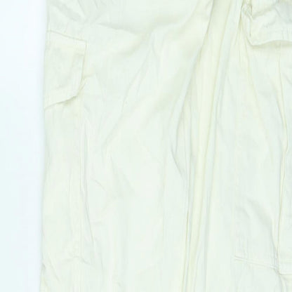 Womens UK Size 6 Pull&Bear Regular Fit Cargo Ivory Trousers