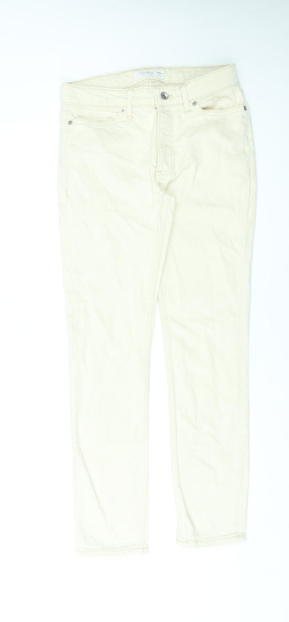 Mens UK Size 28 in Topman Regular Fit Straight Ivory Jeans