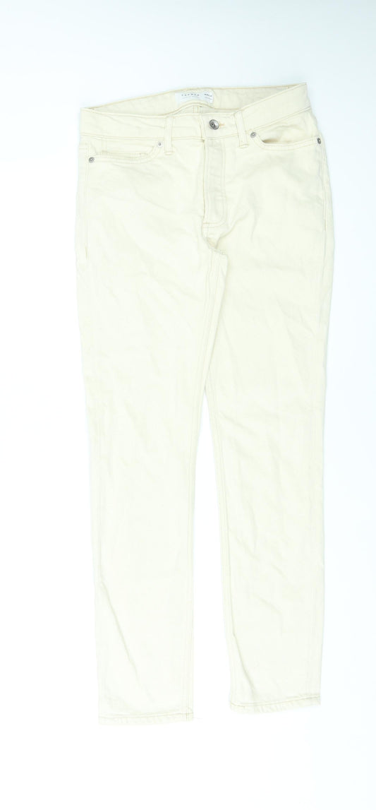 Mens UK Size 28 in Topman Regular Fit Straight Ivory Jeans