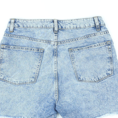 Denim & Co. Womens Blue Cotton Boyfriend Shorts Size 8 L4 in Regular Zip - Raw Hems, Distressed