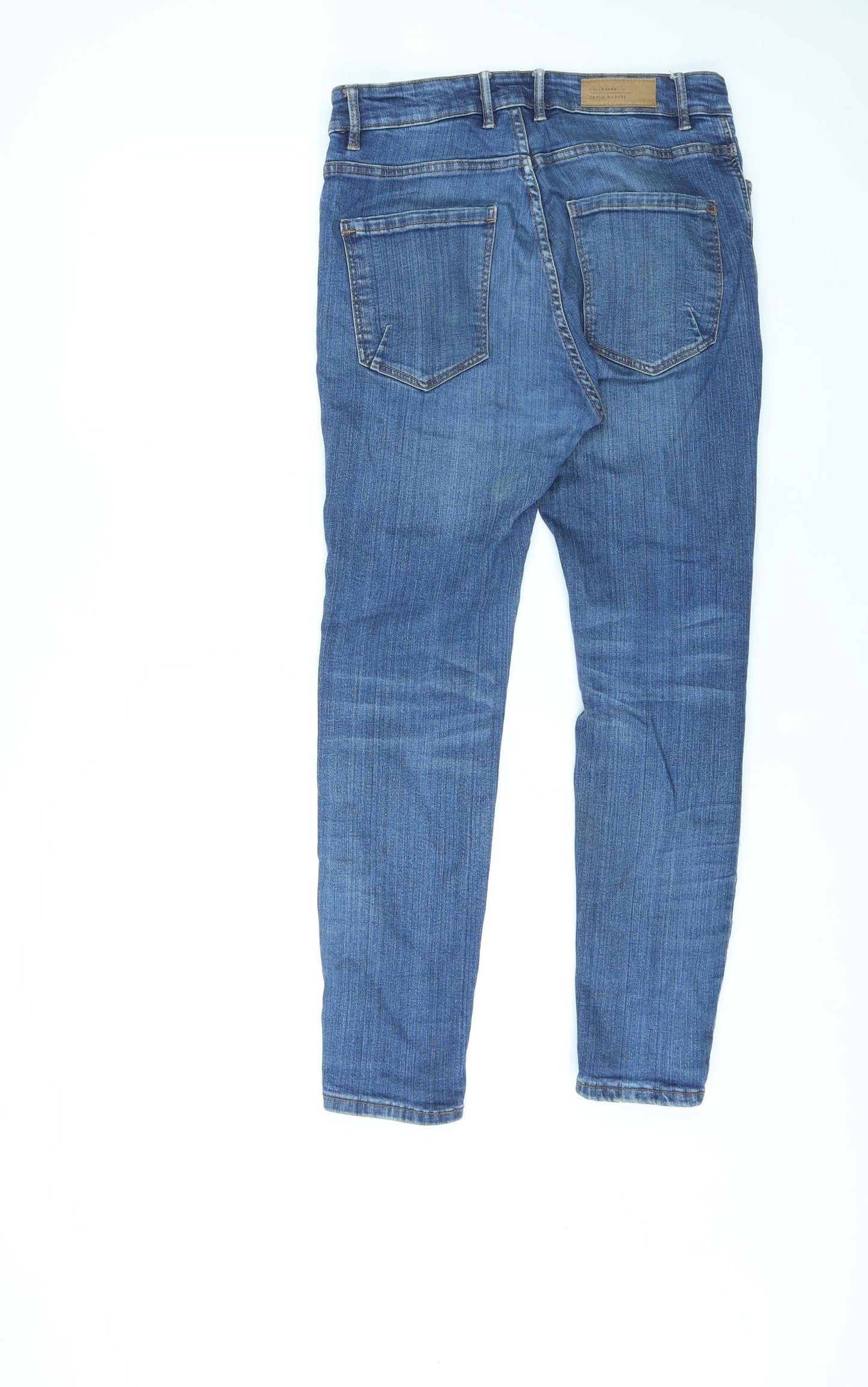 Pull&Bear Womens Blue Cotton Skinny Jeans Size 8 L26 in Regular Zip