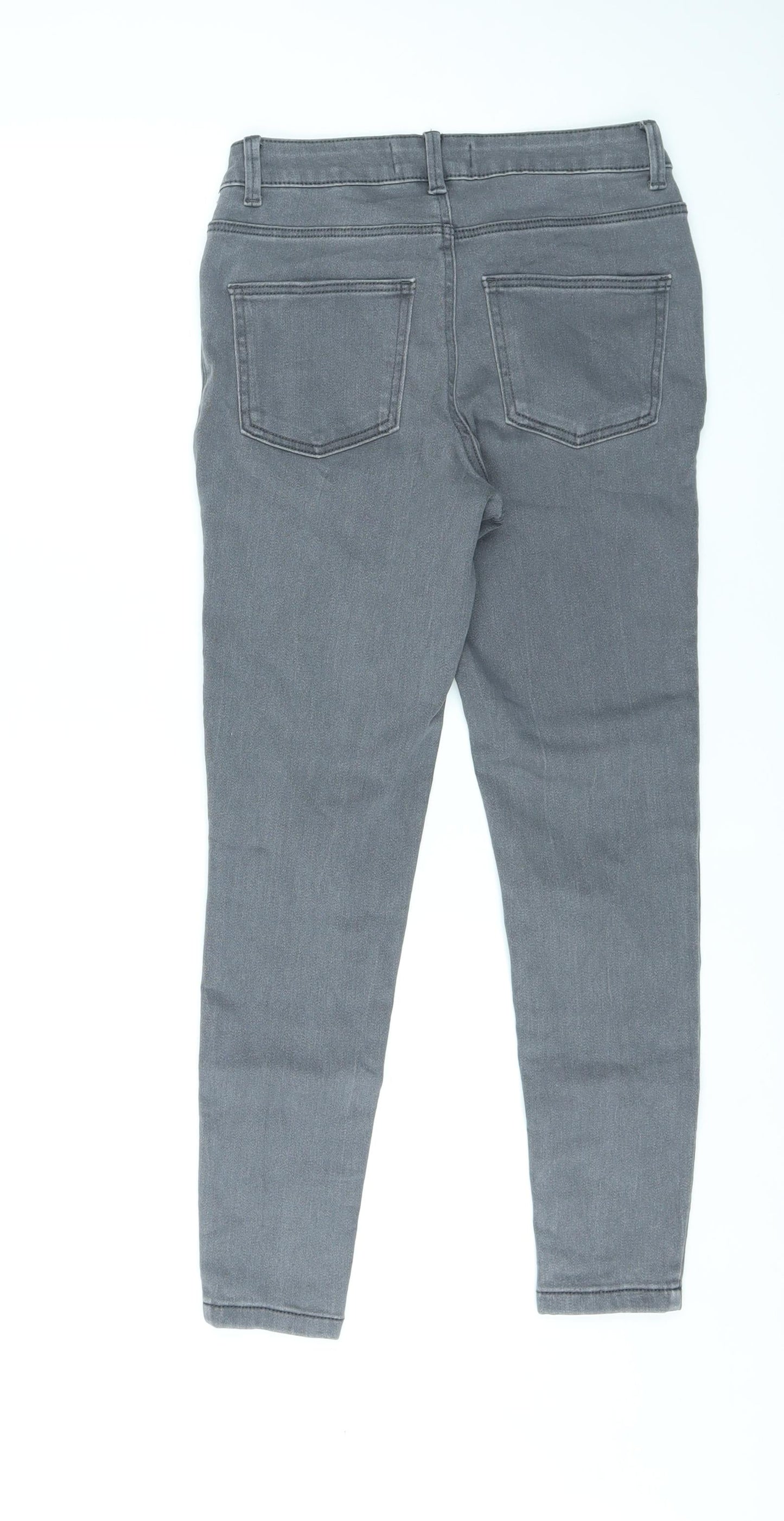 Denim & Co. Womens Grey Cotton Skinny Jeans Size 10 L25 in Regular Zip