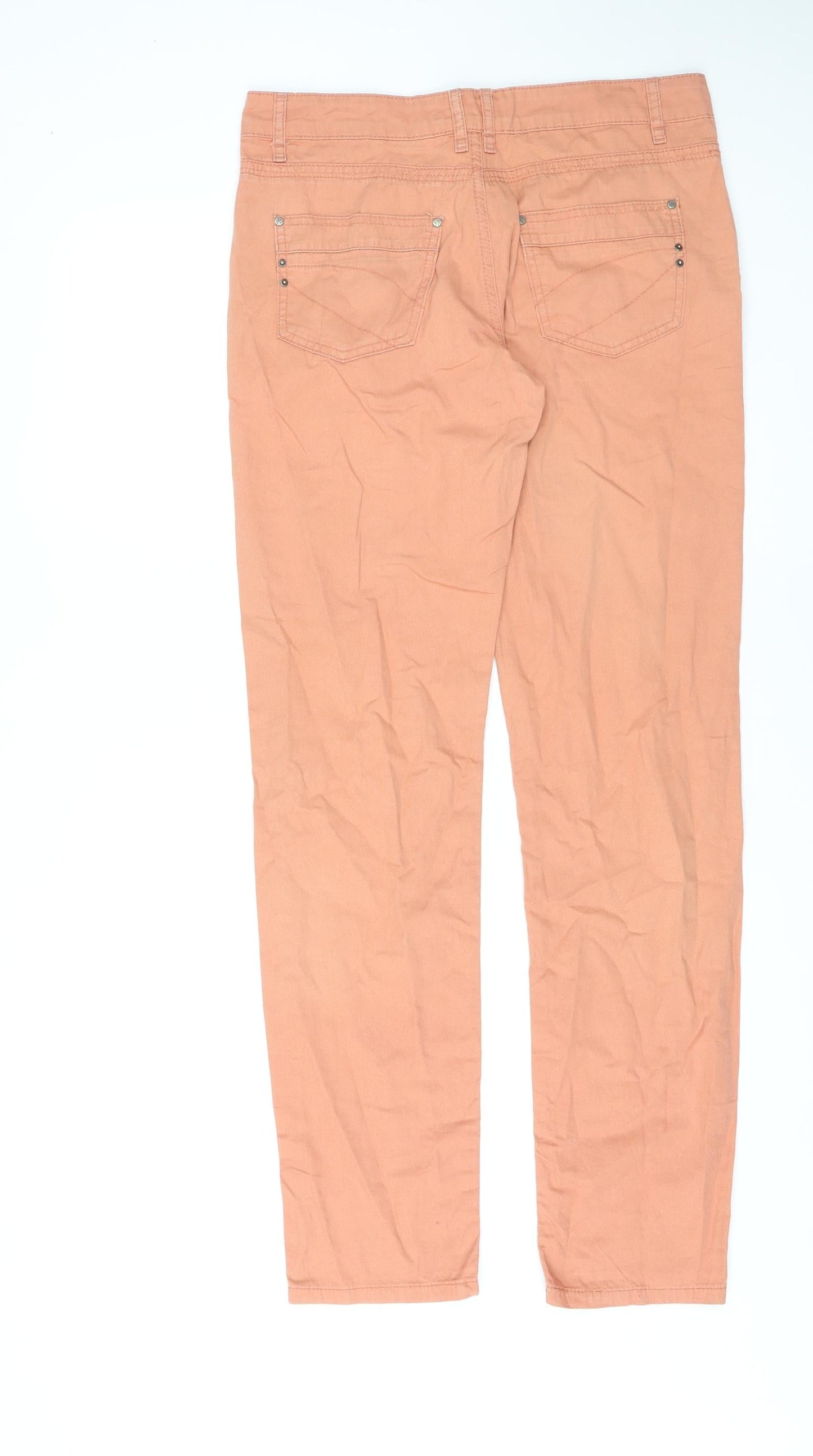 Denim & Co. Womens Orange Cotton Straight Jeans Size 10 L32 in Regular Zip