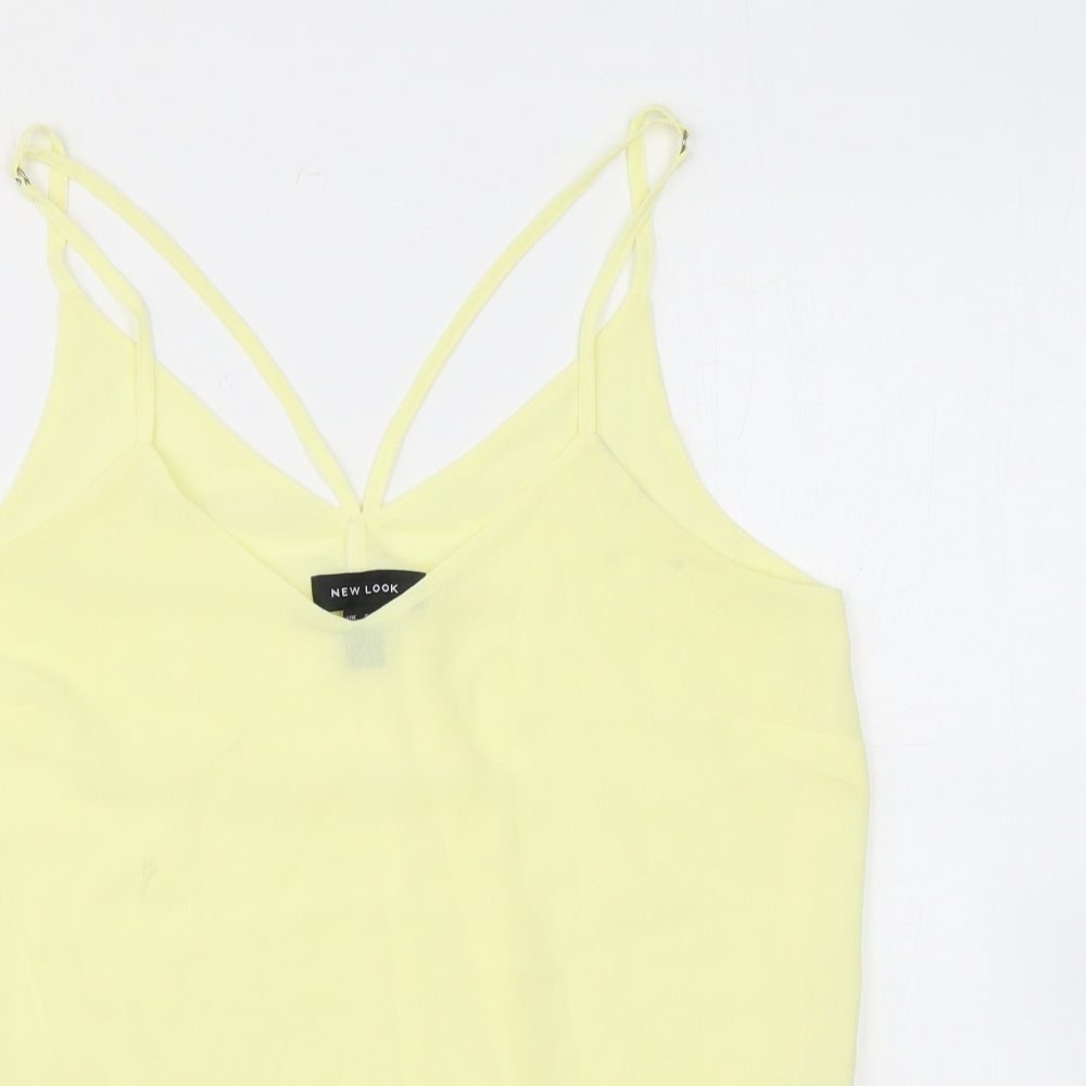 Womens UK Size 8 New Look Yellow Basic Tank